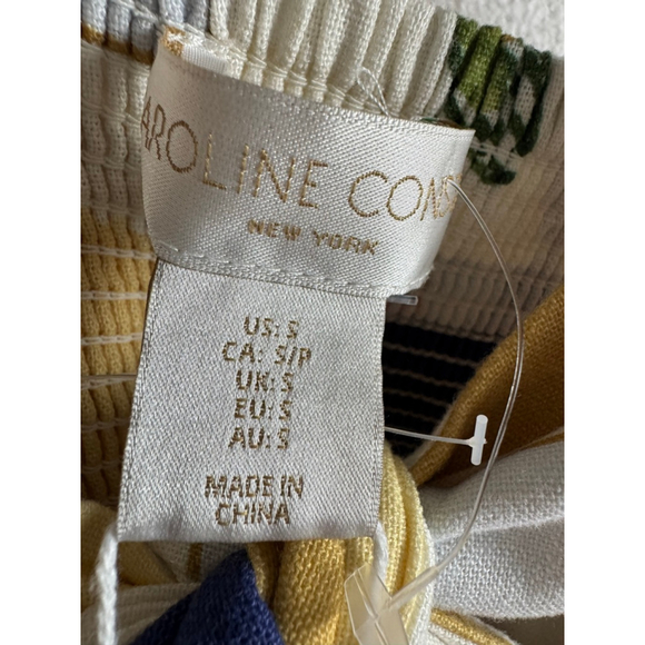 NWT Caroline Constas Linen blend Maxi Dress S White Blue Fruit Print - Picture 11 of 12